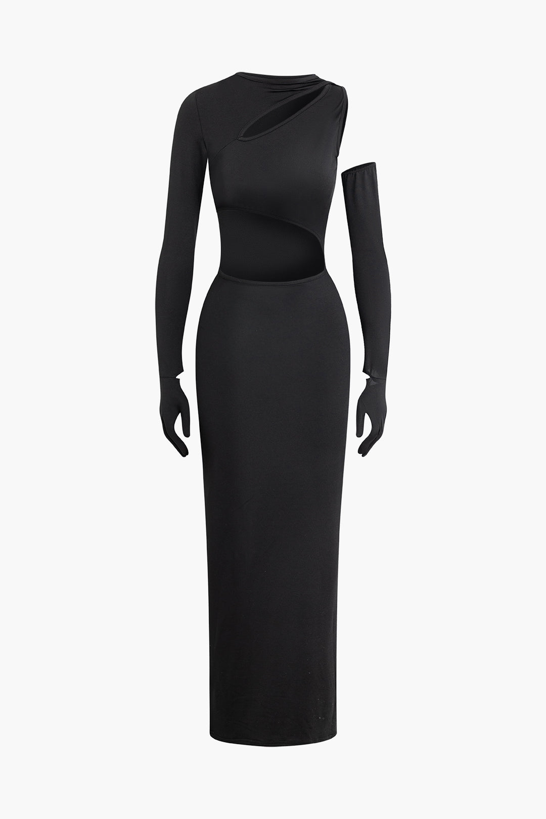 Chic Asymmetrical Cut Out Maxi Dress with Gloves for Y2K Fashion Lovers