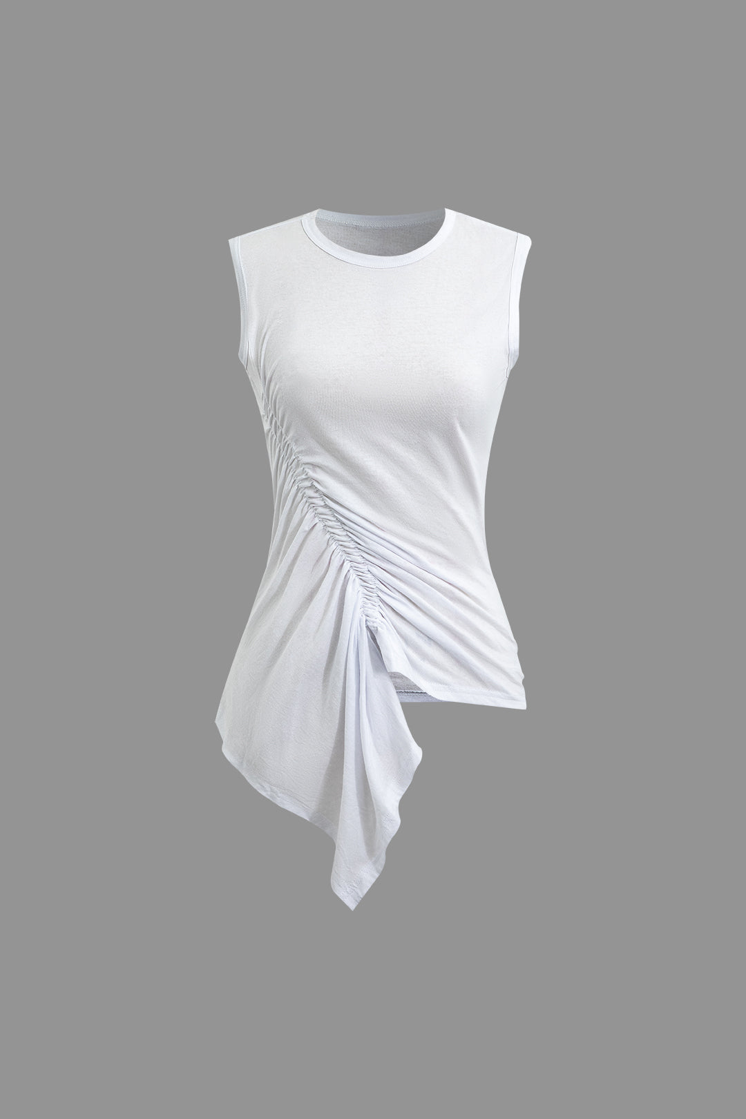 Chic Asymmetrical Hem Ruched Tank Top for Y2K Fashion and Coquette Aesthetic Styles