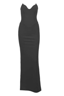 Chic Backless Slit Tube Maxi Dress - Y2K Fashion Zip-Up Solid V Neck for Effortless Style