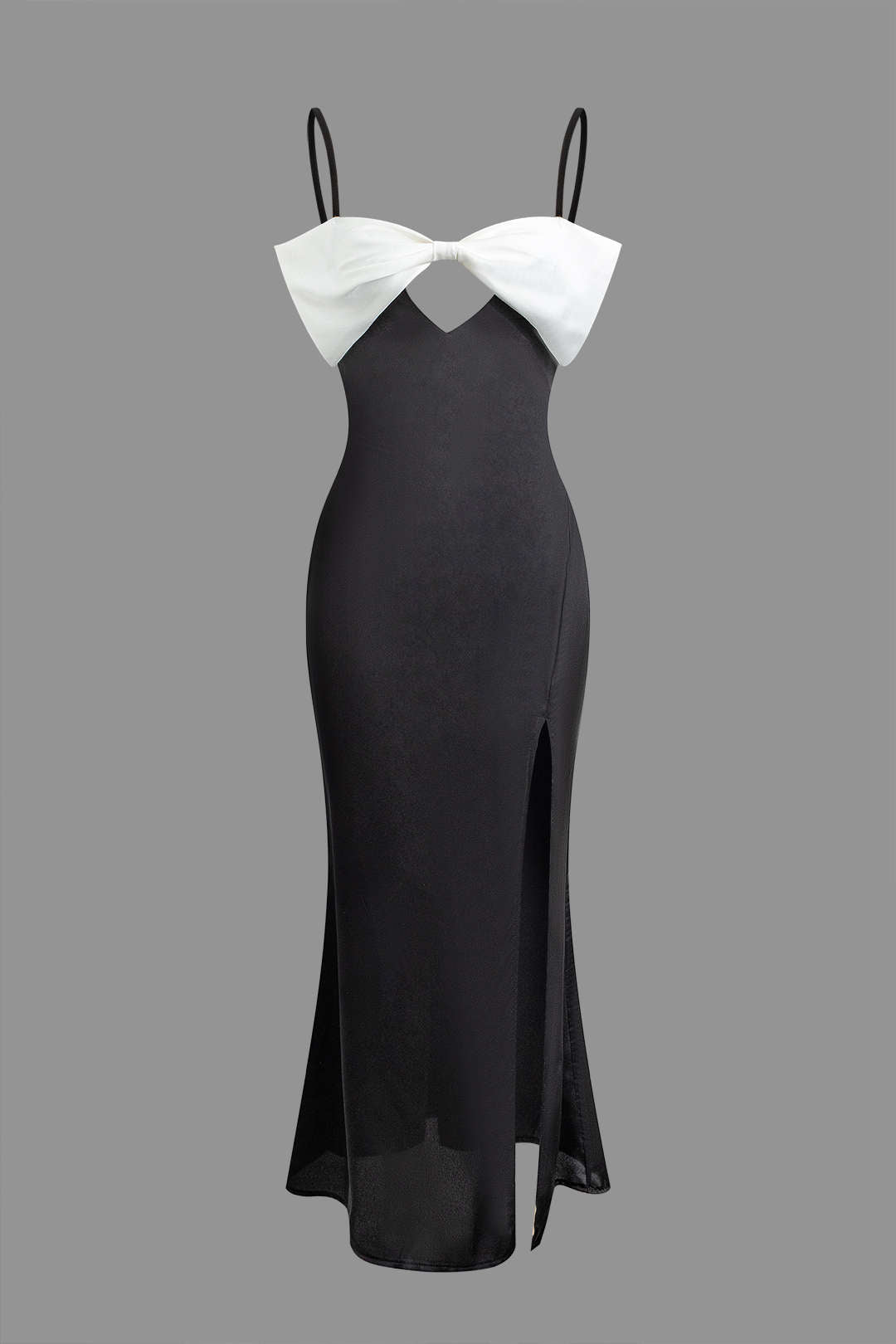 Chic Bowtie Backless Slip Slit Maxi Dress for Y2K Fashion & Coquette Aesthetic Lovers