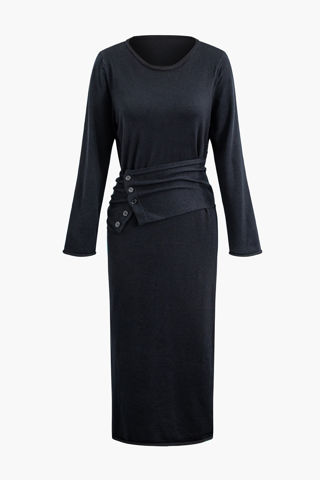 Chic Button Up Wrap Long Sleeve Midi Dress for Effortless Y2K Style and Coquette Aesthetic