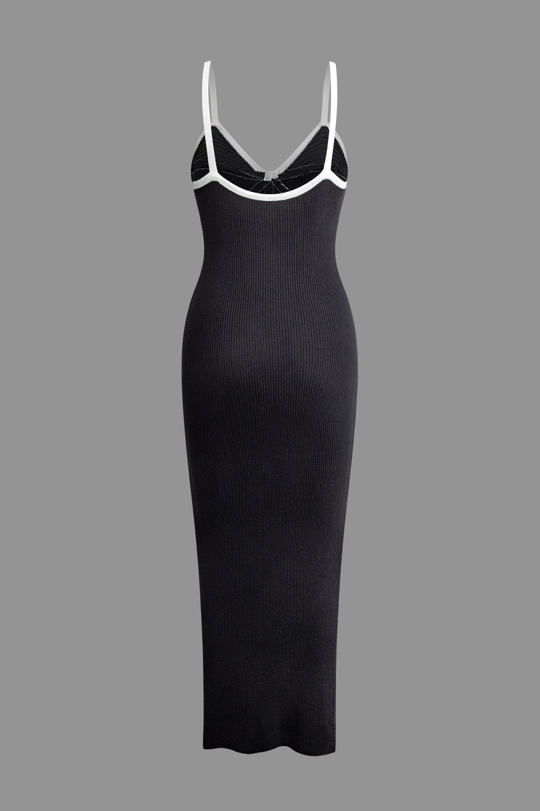 Chic Contrast V-Neck Slip Midi Dress for Y2K Aesthetic and Coquette Style Lovers