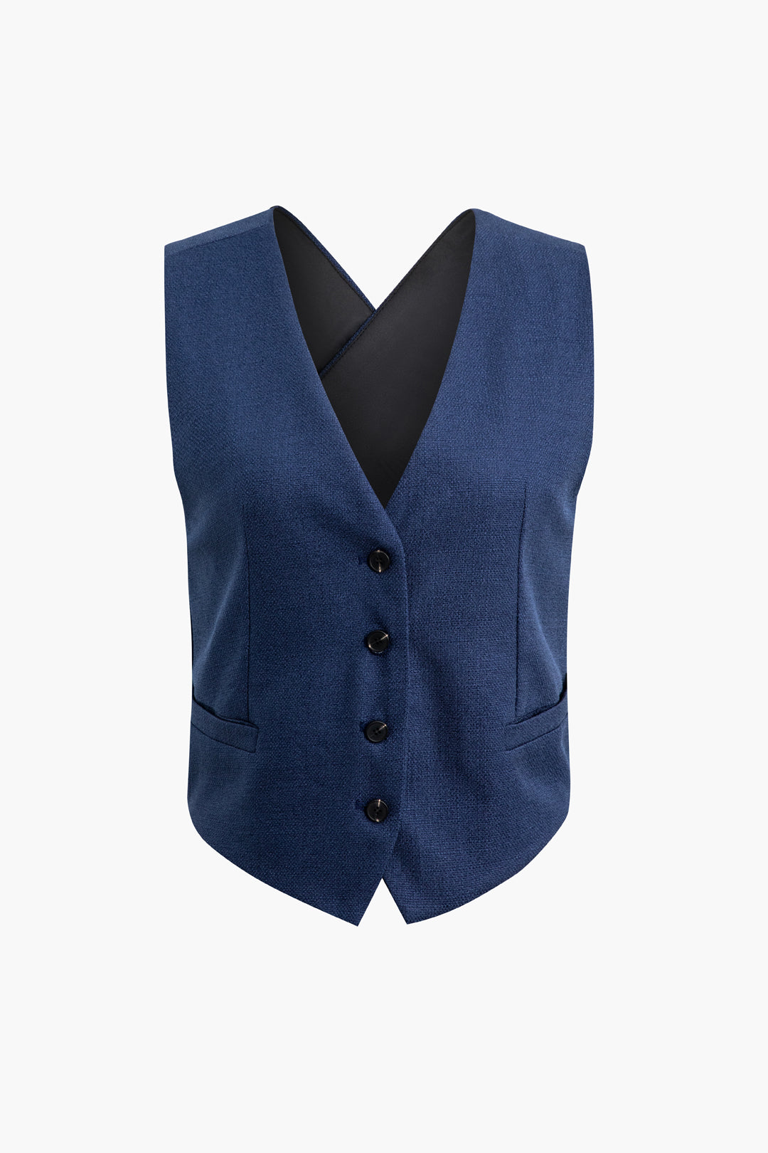 Chic Cross Back Belted V-neck Button Up Vest for Y2K Fashion and Coquette Aesthetic