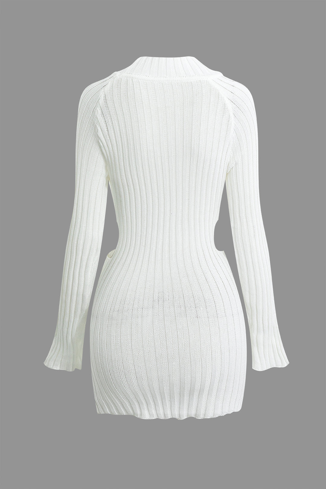 Chic Cut Out Mock Neck Long Sleeve Knit Mini Dress for Y2K Aesthetic Fashion Lovers