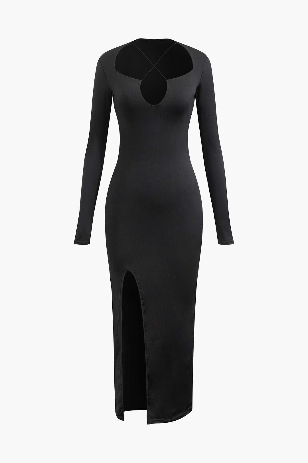 Chic Cut Out Slit Long Sleeve Maxi Dress for Y2K Fashion and Coquette Aesthetic Styles