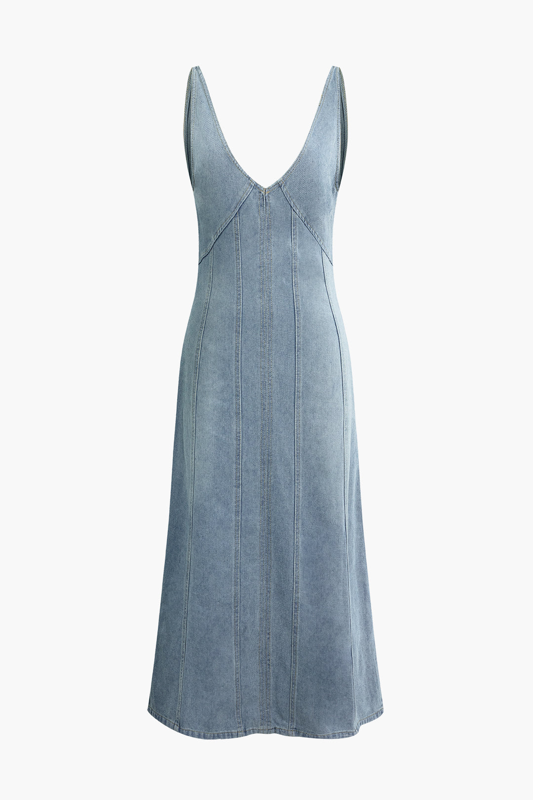 Chic Denim V-Neck Sleeveless Maxi Dress for Effortless Y2K Style and Aesthetic Outfits