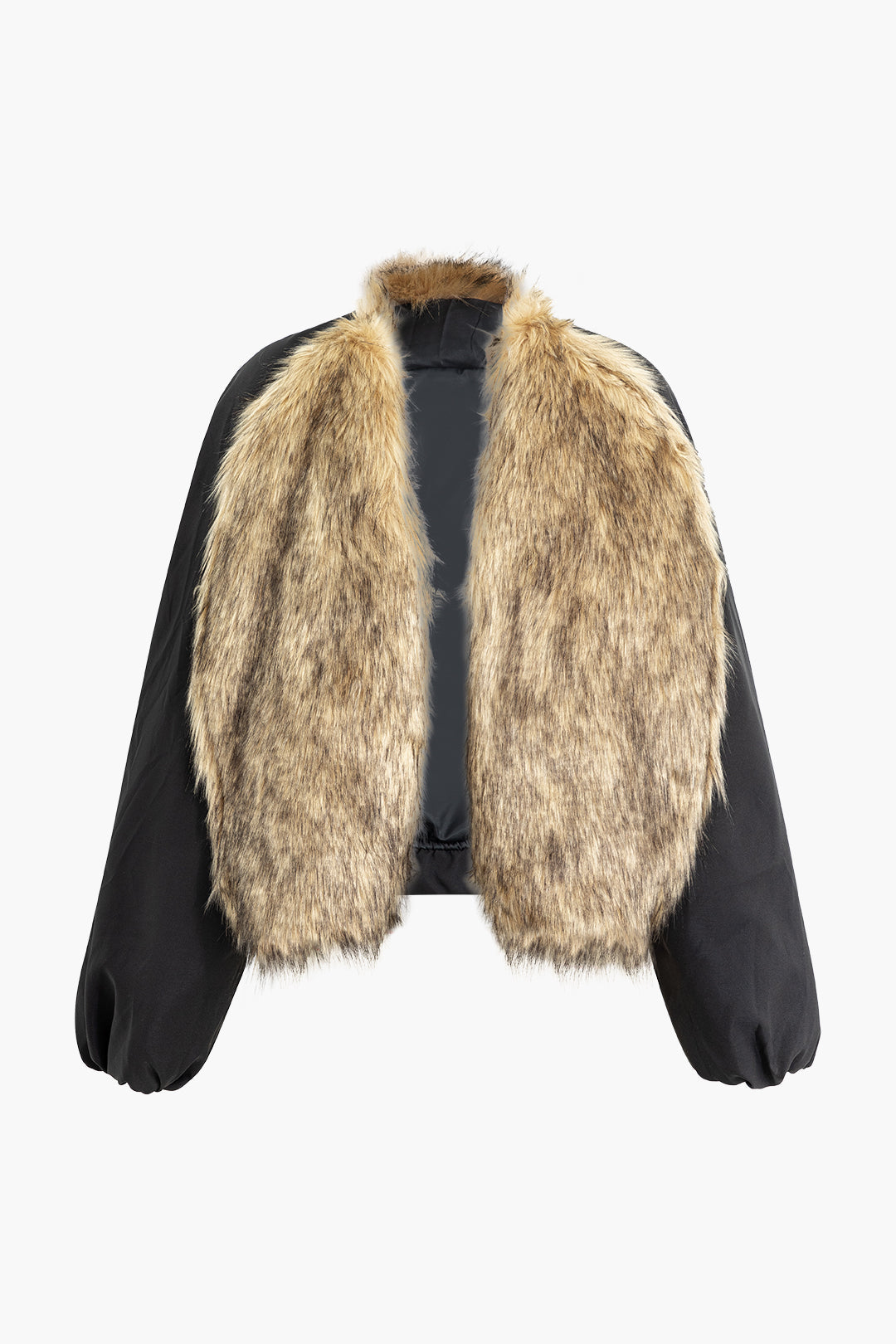 Chic Faux Fur Front Stand Collar Coat for Y2K Fashion and Coquette Aesthetic Styles