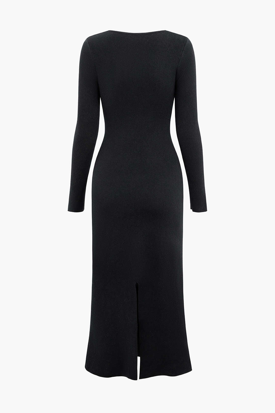 Chic Long Sleeve Slit Back Knit Maxi Dress for Y2K Aesthetic and Coquette Style