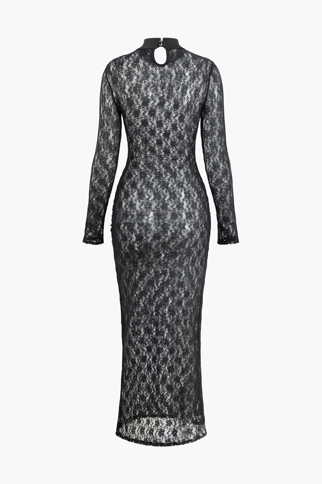 Chic Mock Neck Lace Long Sleeve Maxi Dress for Y2K Fashion and Coquette Aesthetic