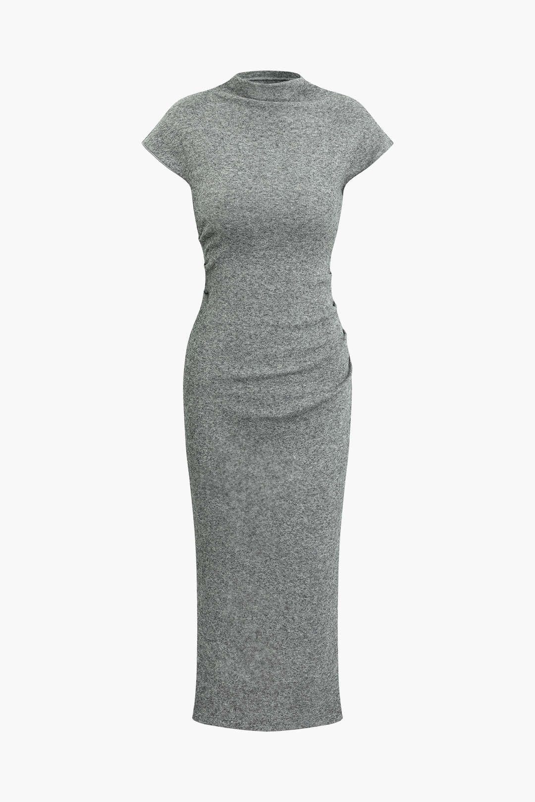 Chic Mock Neck Ruched Knit Maxi Dress for Y2K Aesthetic and Coquette Style