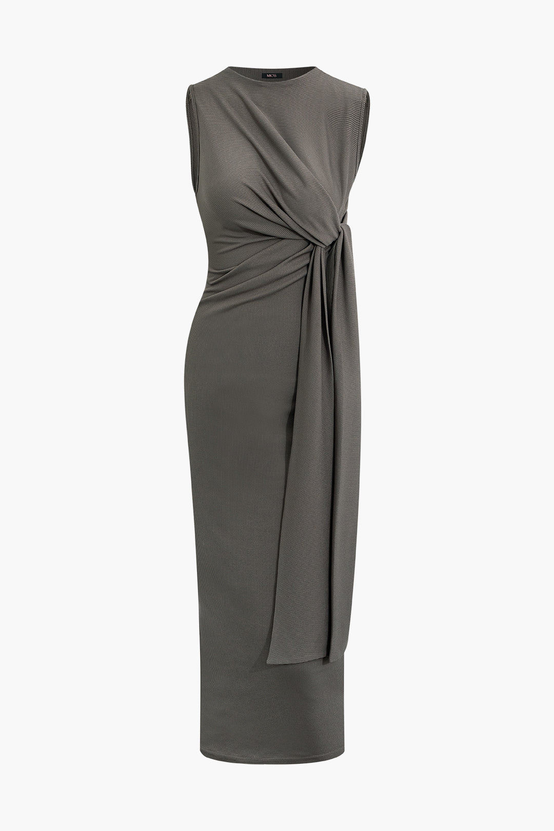 Chic Mock Neck Wrap Knot Sleeveless Midi Dress for Y2K Aesthetic and Coquette Style