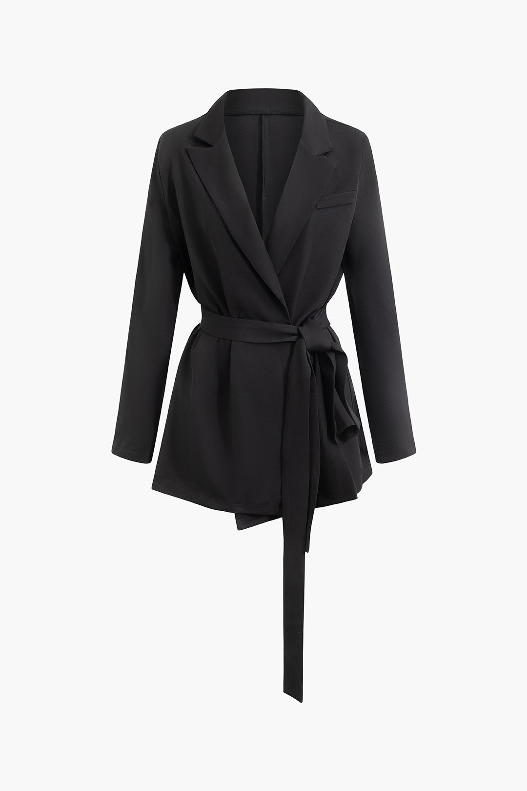 Chic Notched Lapel Belted Blazer for Y2K Fashion and Coquette Aesthetic Outfits