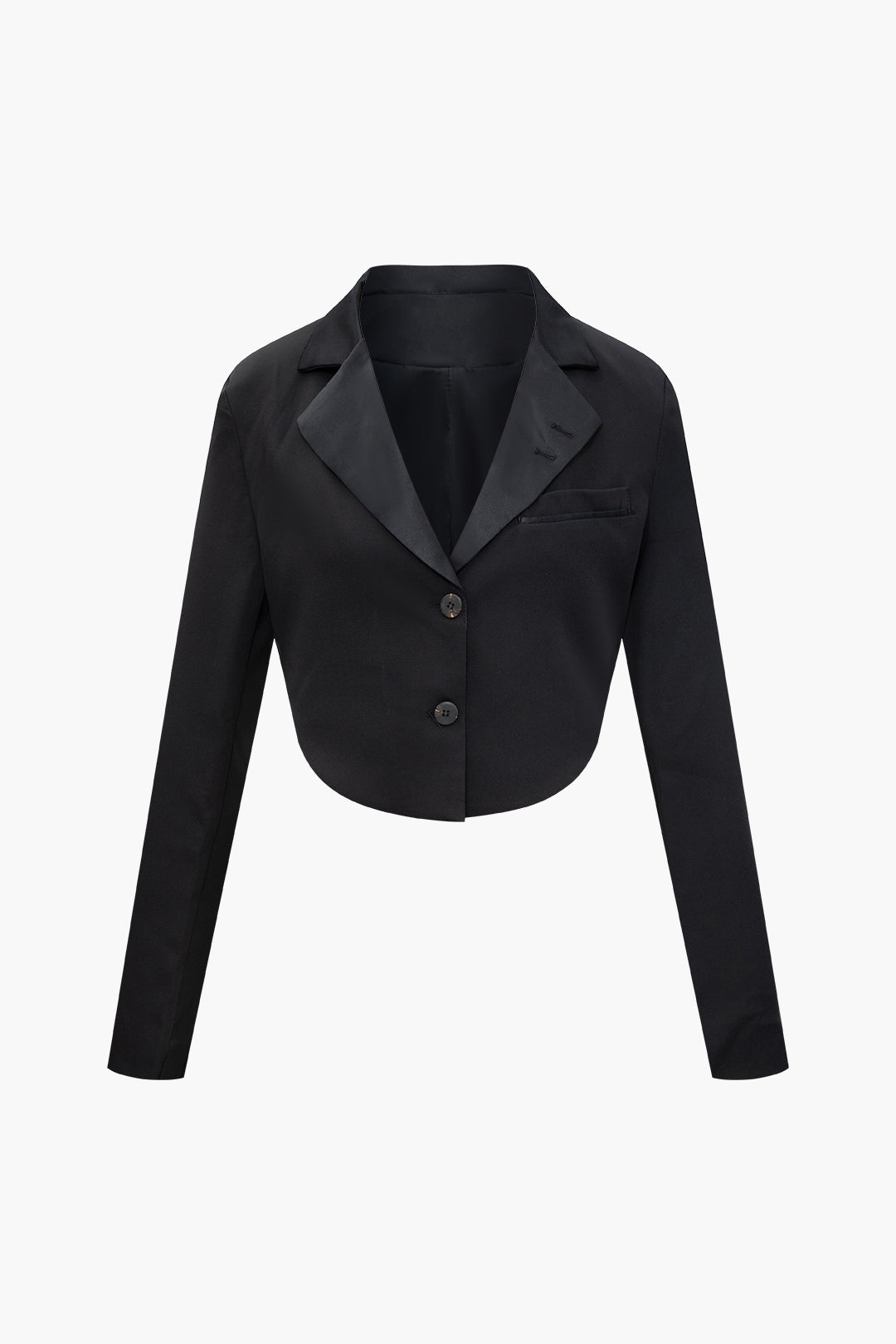 Chic Notched Lapel Crop Blazer for Y2K Fashion and Coquette Aesthetic Outfits