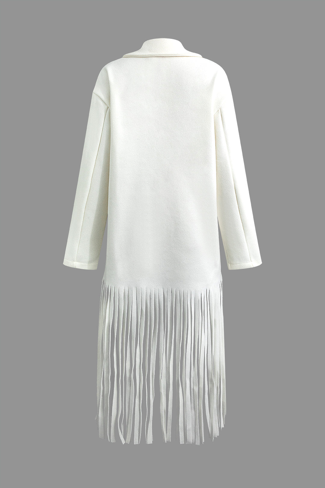 Chic Notched Lapel Fringe Hem Wool-Blend Coat for Y2K Fashion and Coquette Aesthetic