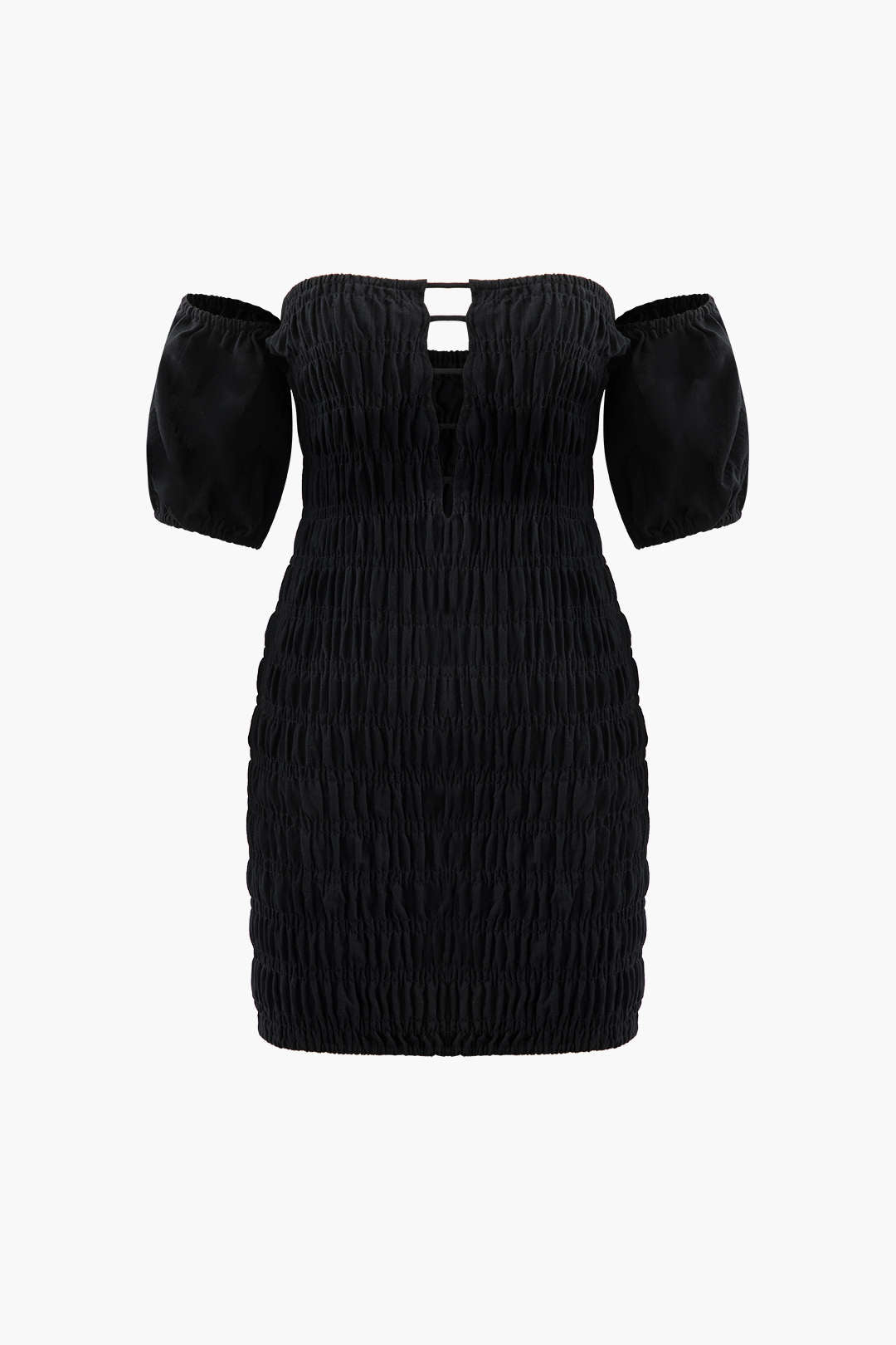 Chic Off-Shoulder Puff Sleeve Mini Dress for Y2K Aesthetic and Coquette Style