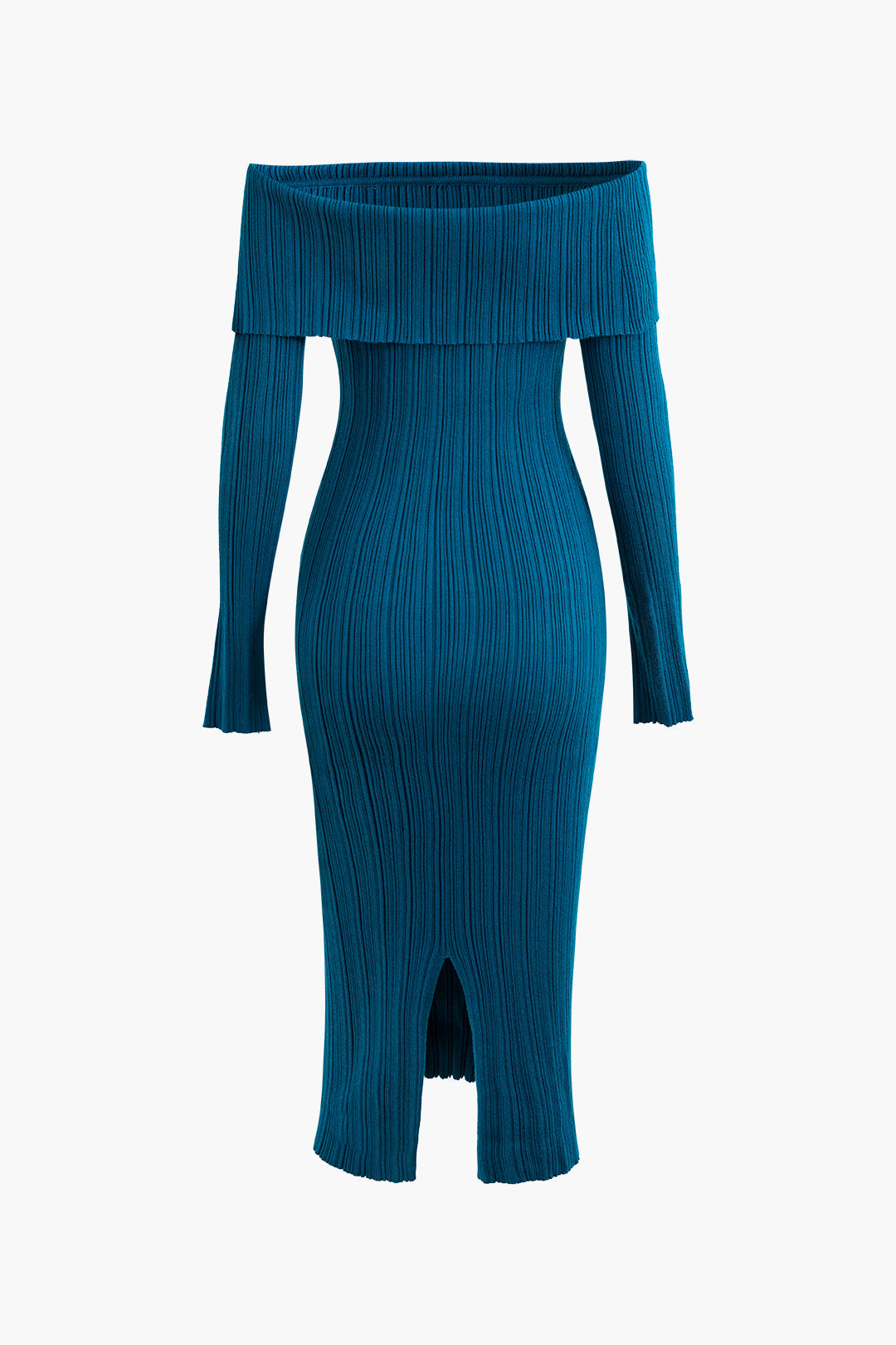 Chic Off Shoulder Rib Knit Split Midi Dress for Y2K Fashion and Coquette Aesthetic