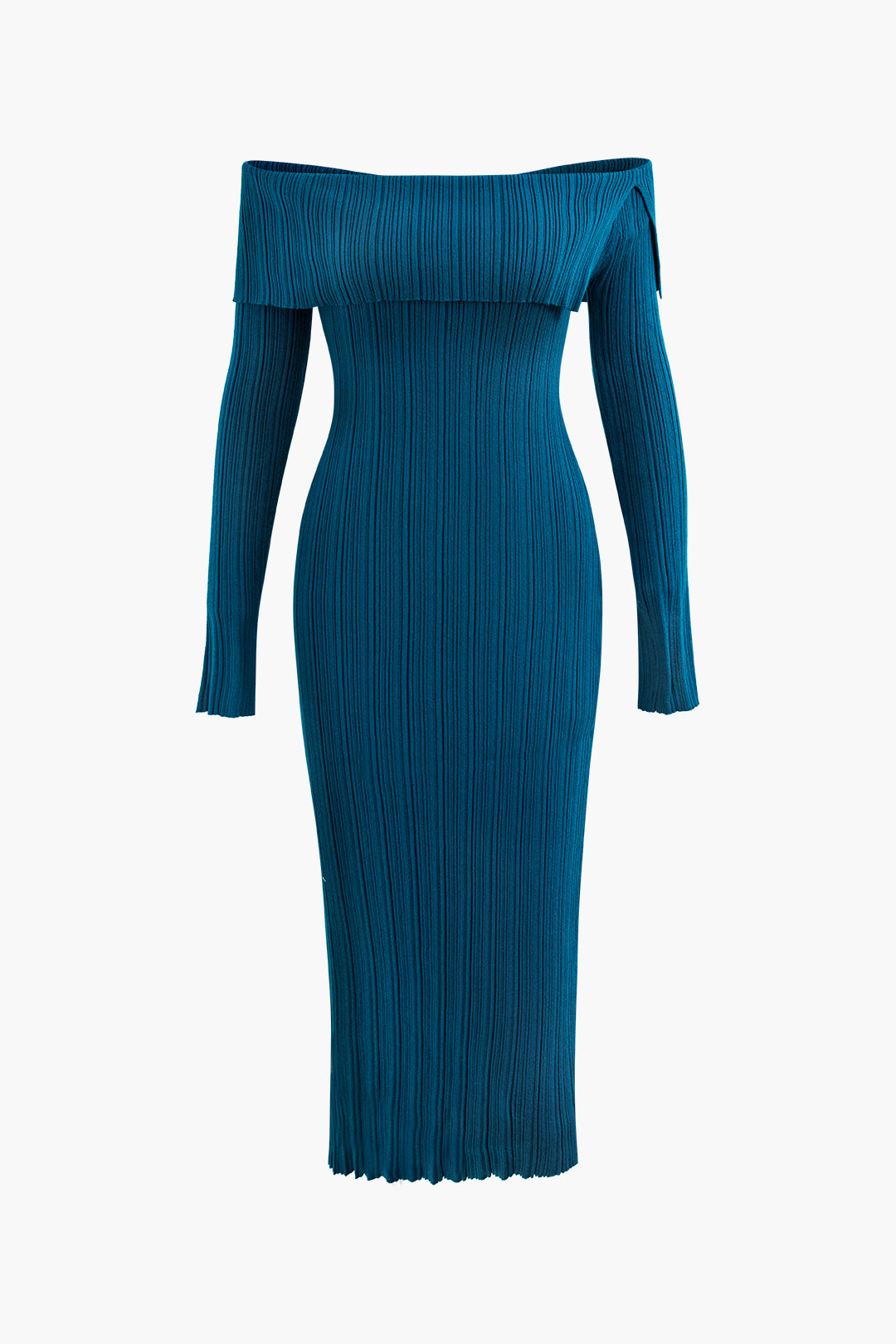 Chic Off Shoulder Rib Knit Split Midi Dress for Y2K Fashion and Coquette Aesthetic