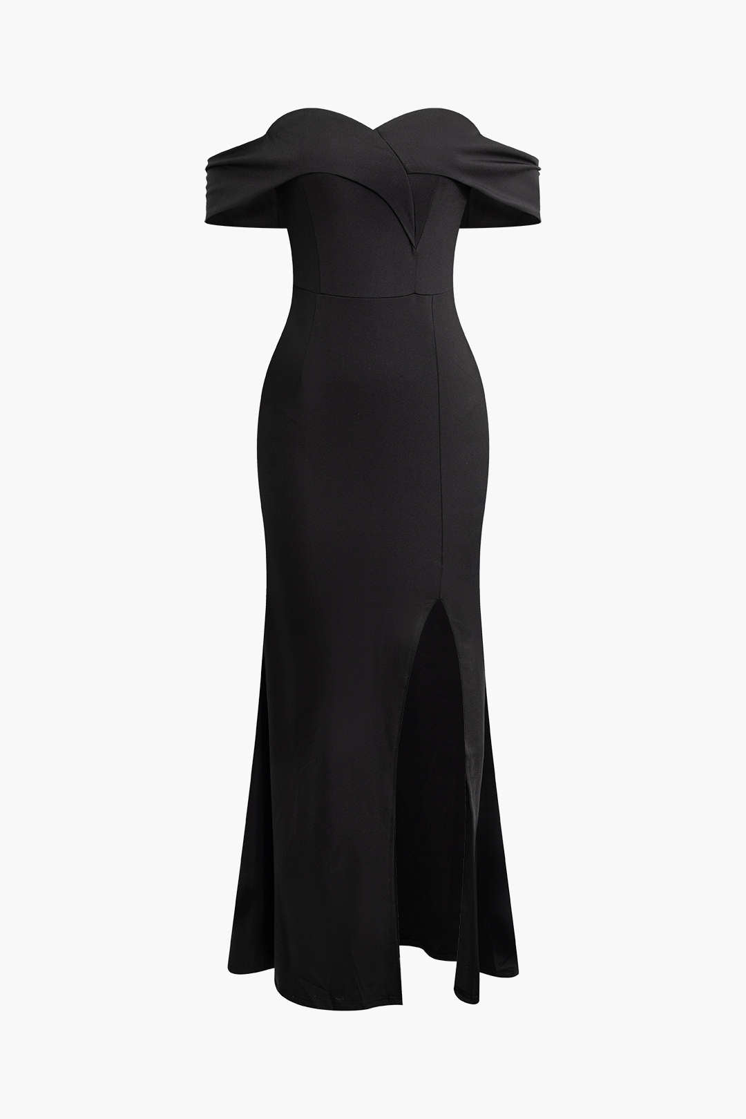 Chic Off Shoulder Slit Pleated Maxi Dress for Y2K Aesthetic and Coquette Style