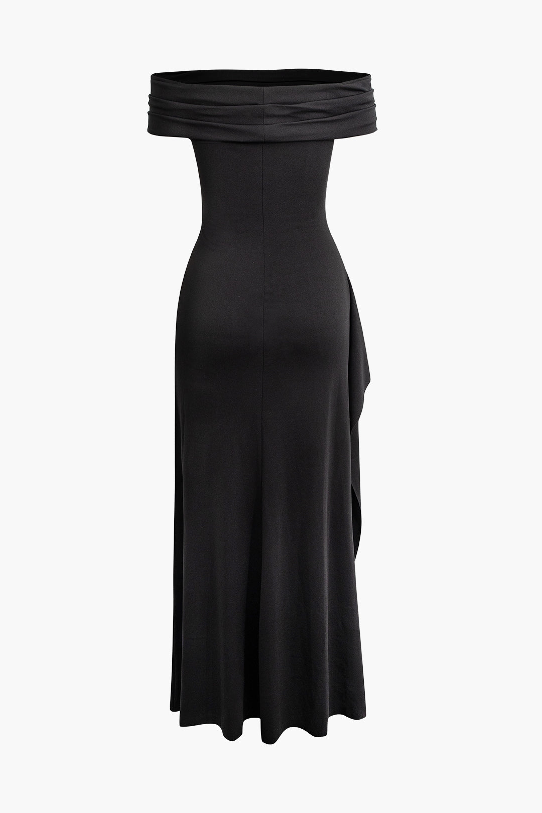 Chic Off Shoulder Slit Ruched Maxi Dress for Y2K Aesthetic and Coquette Style