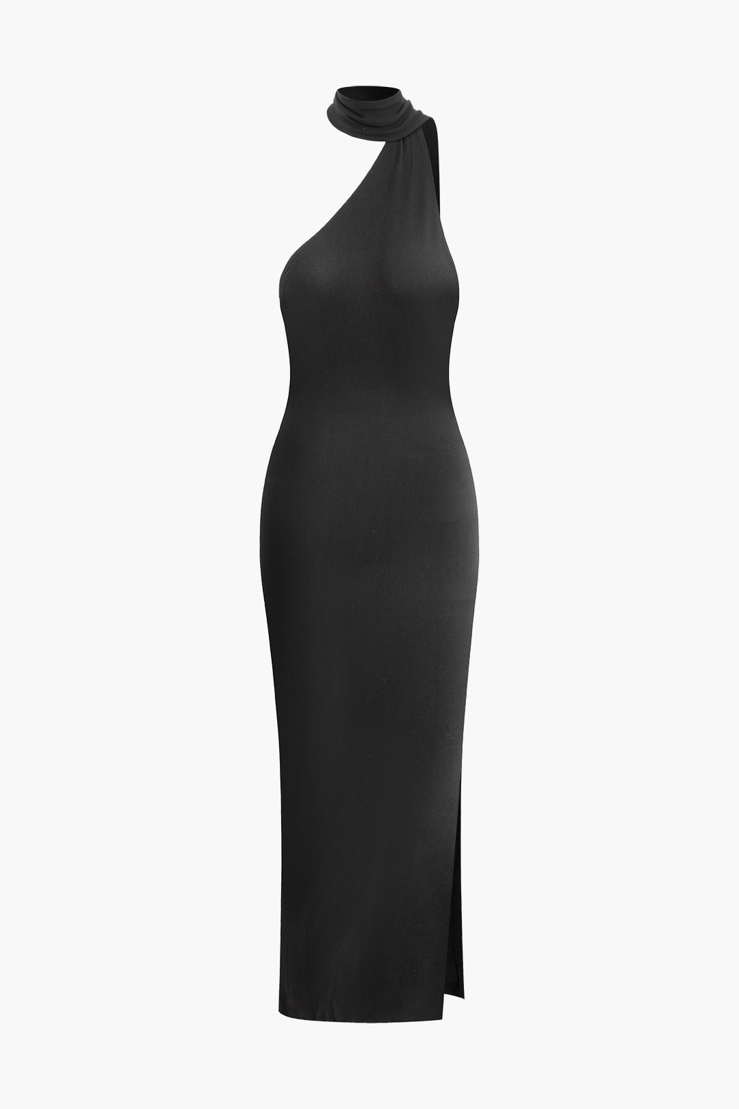 Chic Pearl Strap Halter Backless Slit Maxi Dress for Y2K Fashion Lovers