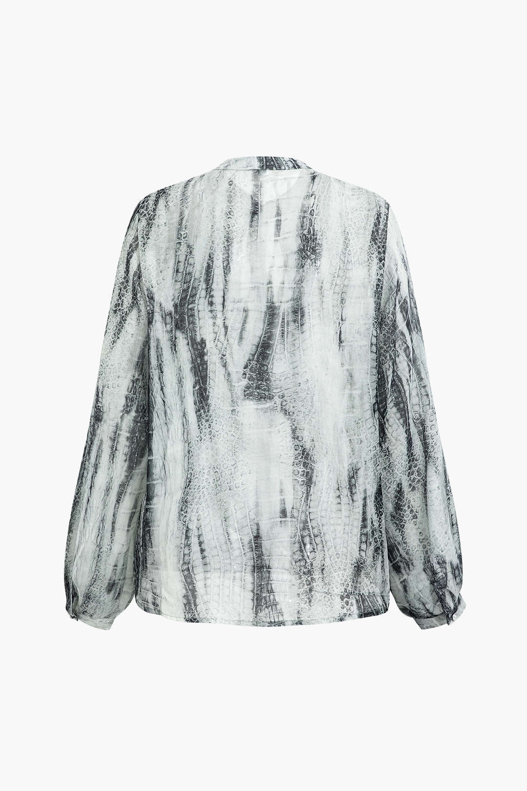 Chic Printed Button-Up Ruffle Front Long Sleeve Blouse for Y2K Aesthetic Outfits