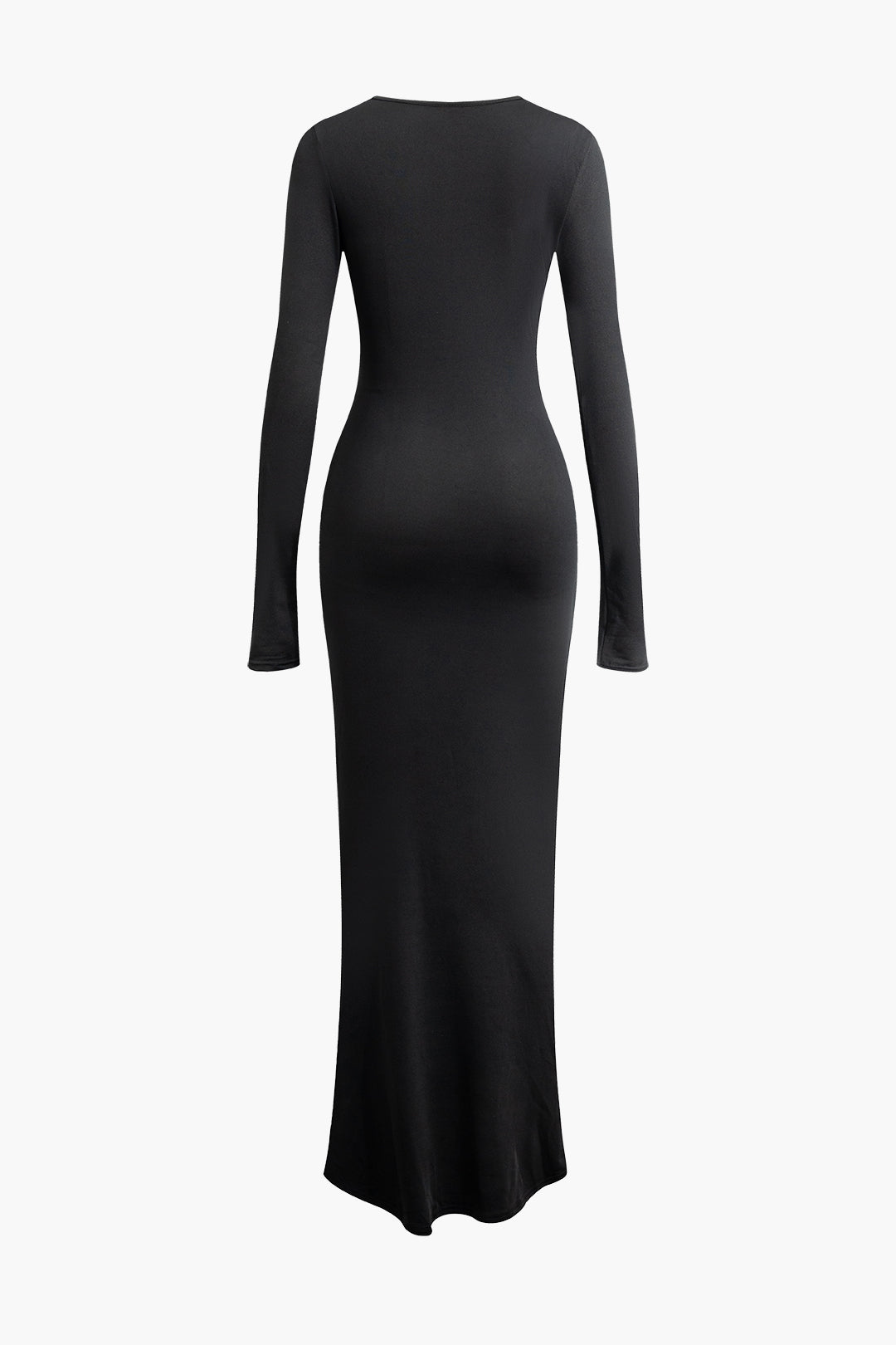 Chic Ruched Slit Long Sleeve Maxi Dress for Y2K Fashion and Coquette Aesthetic Styles