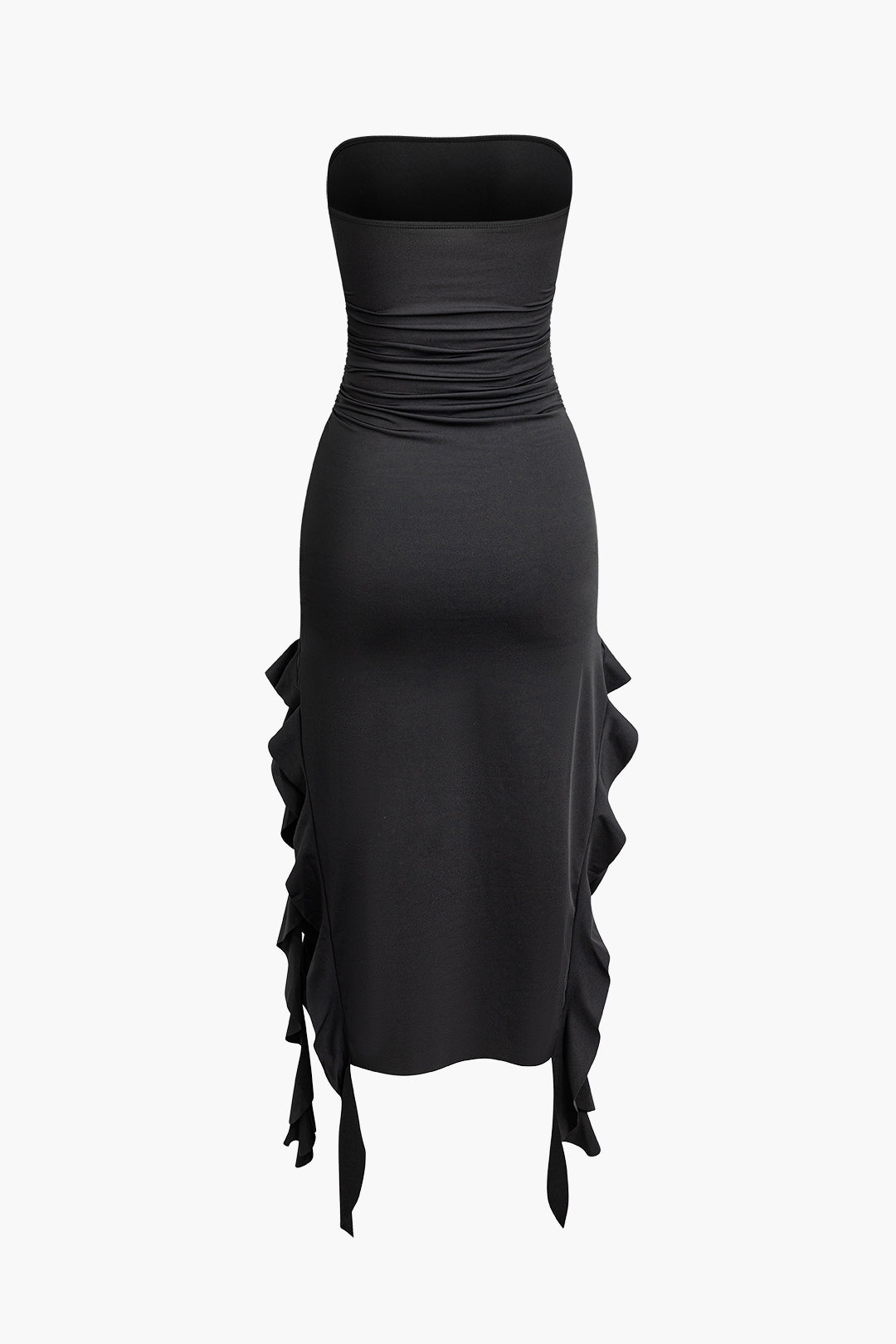 Chic Ruffle Hem Ruched Tube Maxi Dress - Perfect for Y2K Fashion and Coquette Aesthetic