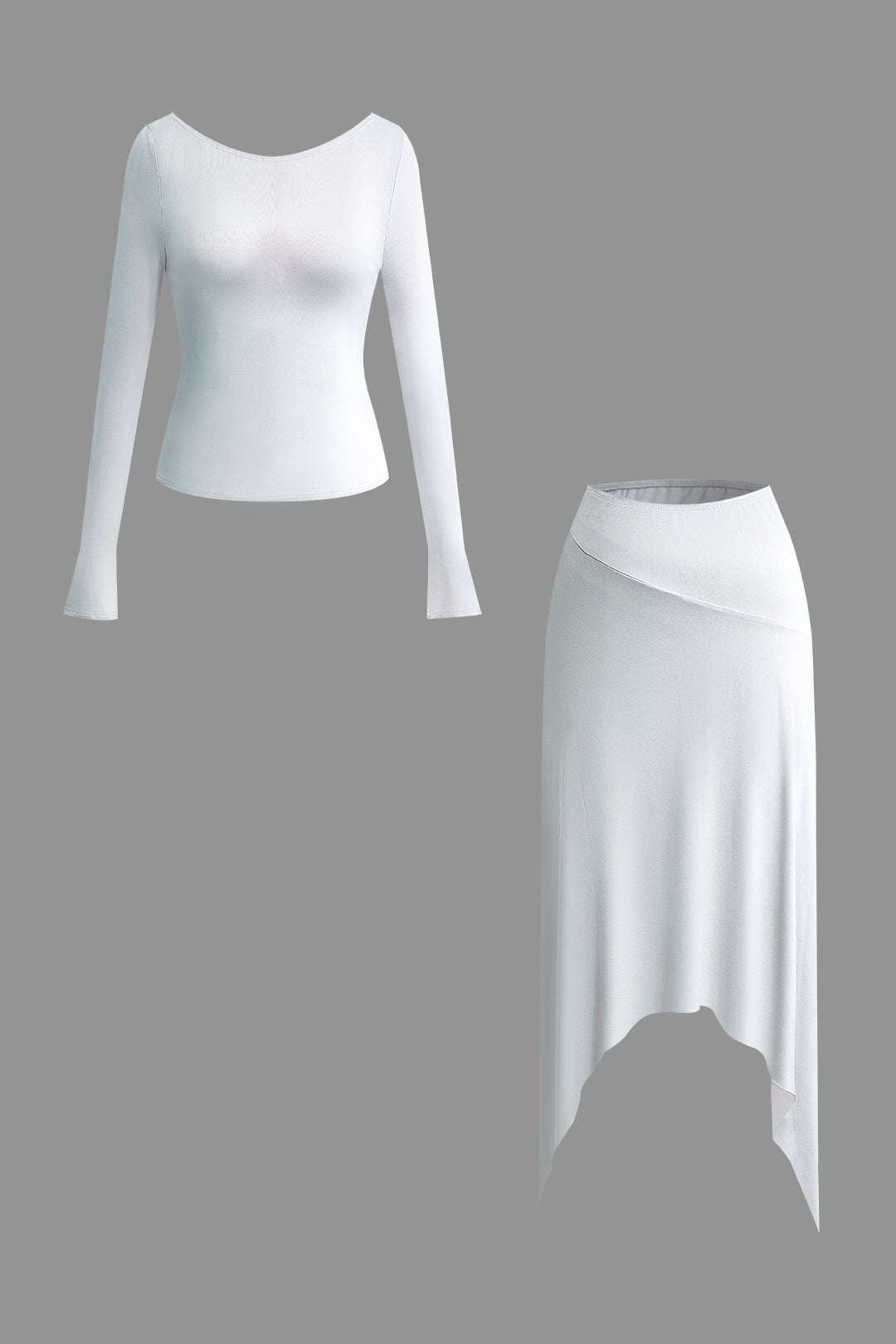 Chic Solid Backless T-Shirt and Midi Skirt Set for Y2K Fashion Lovers