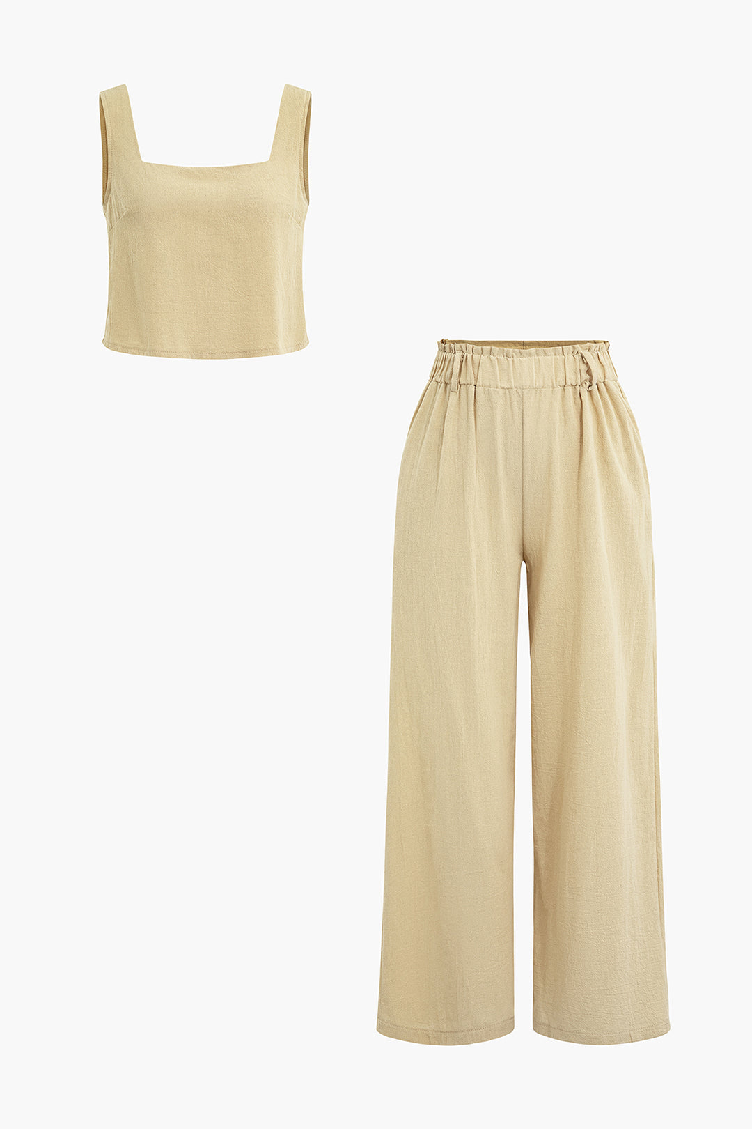 Chic Solid Cami Top with Pleated Wide Leg Pants Set for Effortless Y2K Aesthetic Style