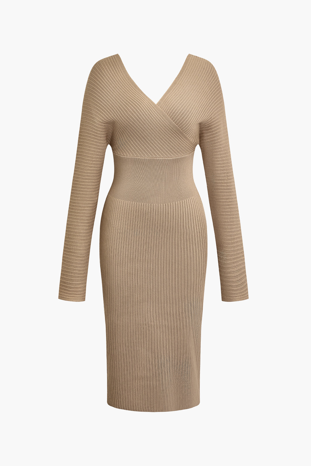 Chic Solid Cross V-Neck Long Sleeve Sweater Dress for Y2K Aesthetic Fashion Lovers