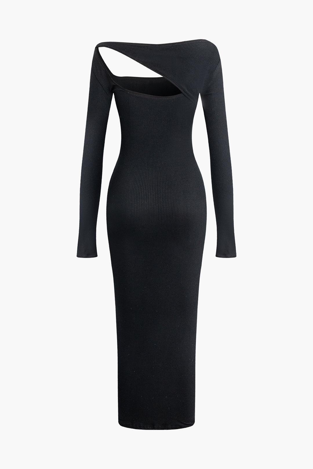 Chic Solid Cut Out Long Sleeve Maxi Dress for Y2K Fashion and Coquette Aesthetic