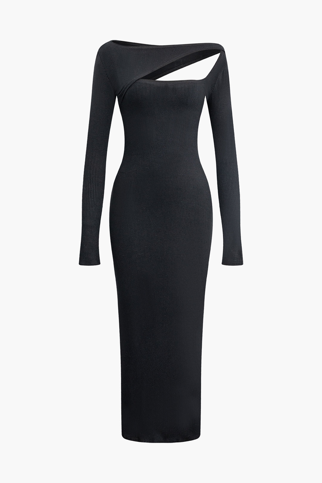 Chic Solid Cut Out Long Sleeve Maxi Dress for Y2K Fashion and Coquette Aesthetic