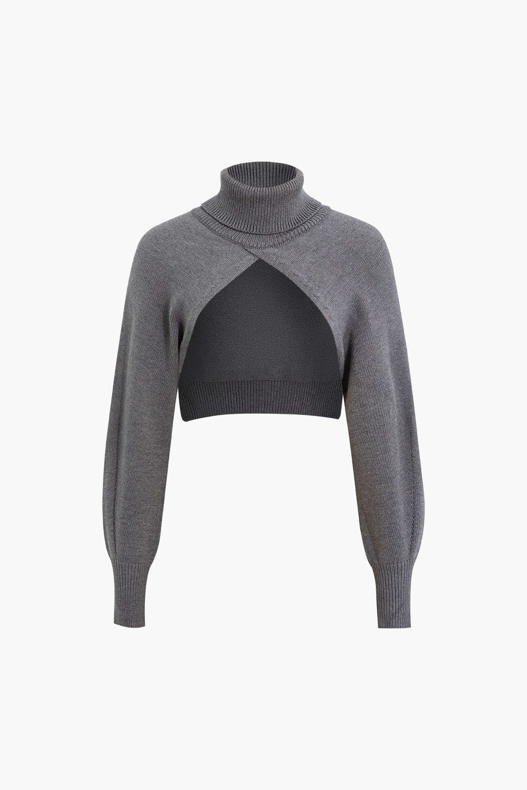 Chic Solid Cut Out Turtleneck Crop Top for Y2K Fashion and Coquette Aesthetic Styles