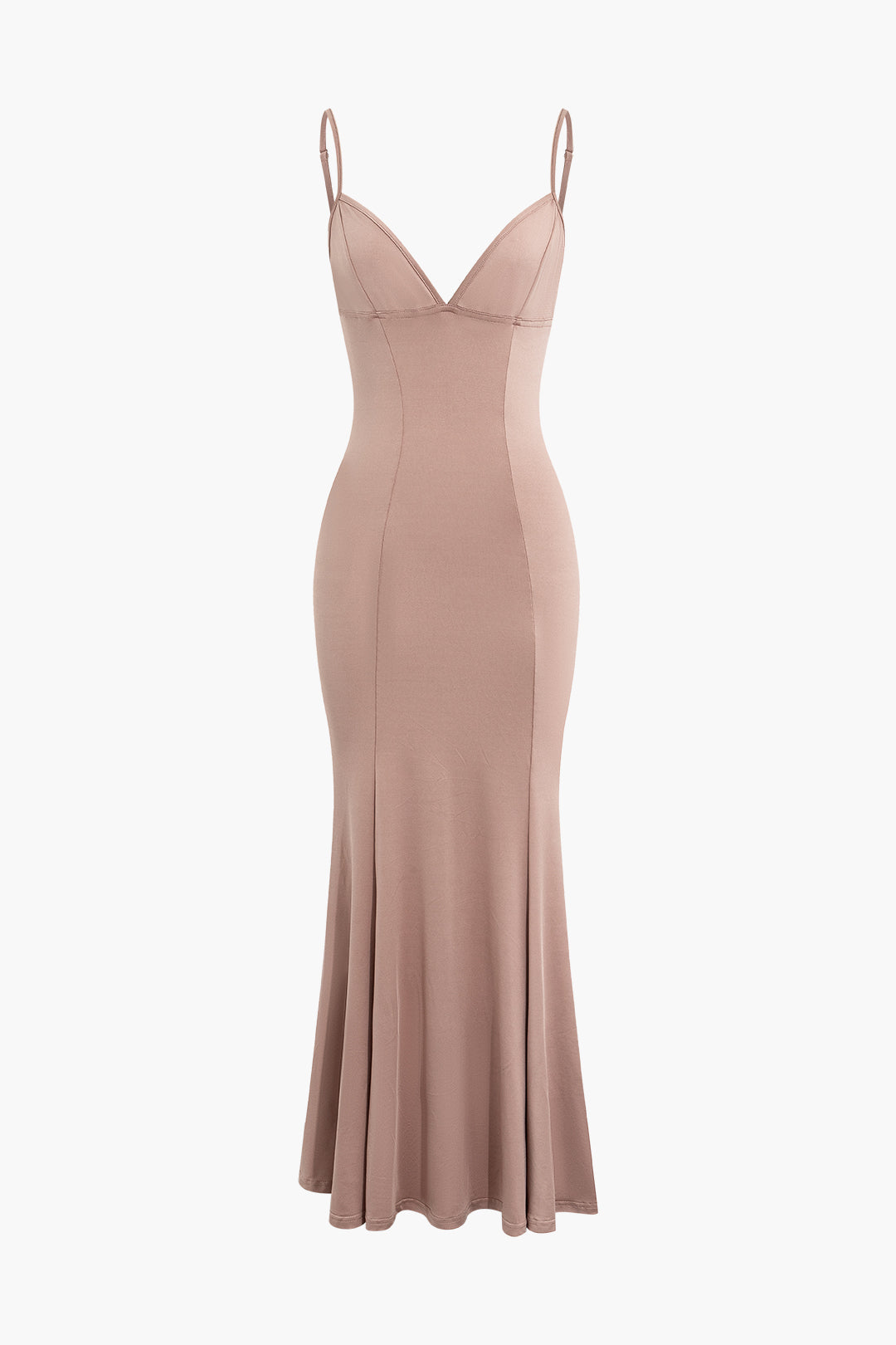 Chic Solid Mermaid V-Neck Maxi Dress for Effortless Y2K Style and Elegant Aesthetic