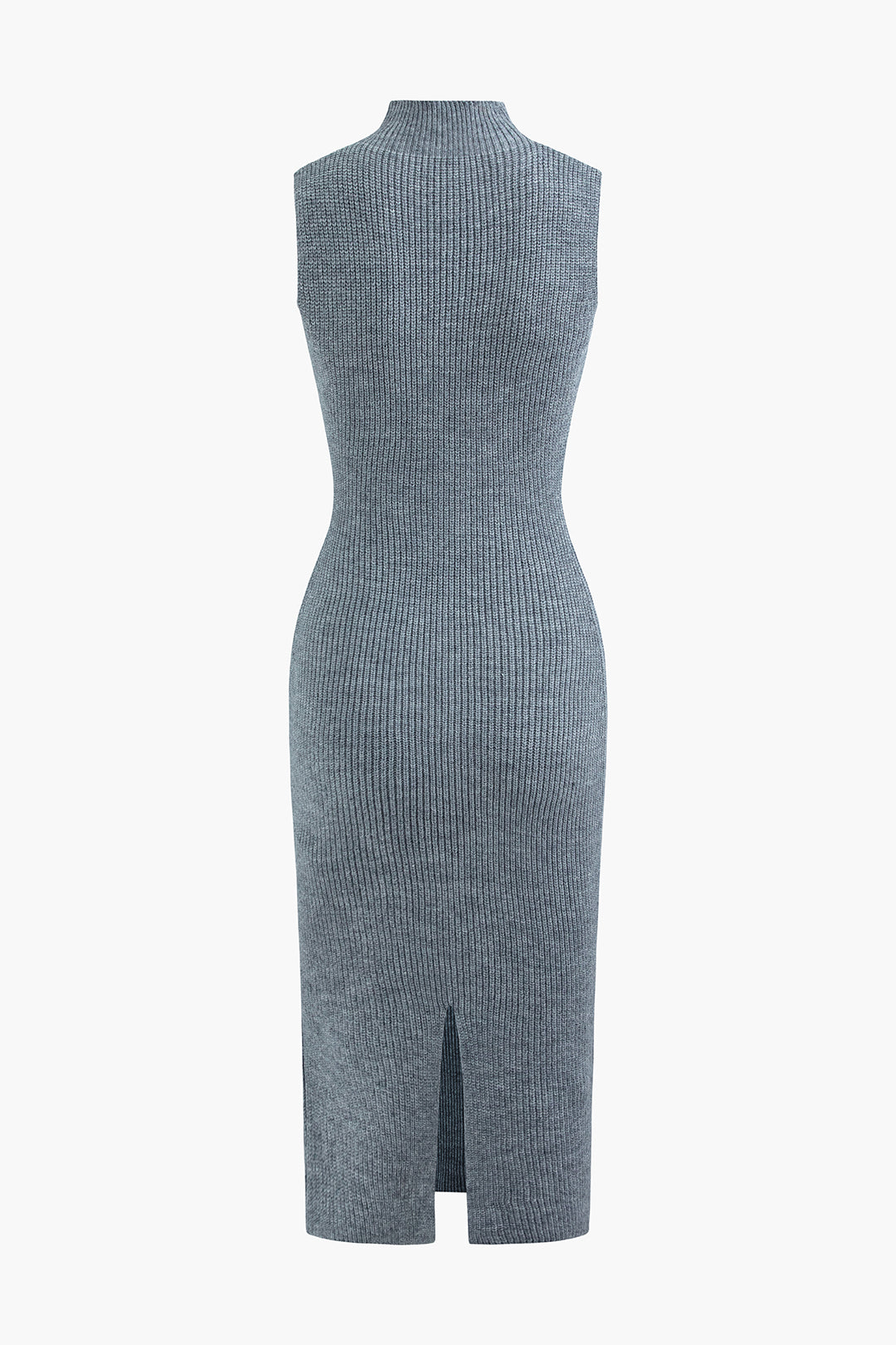 Chic Solid Mock Neck Sleeveless Sweater Dress with Slit - Perfect for Y2K Aesthetic Outfits