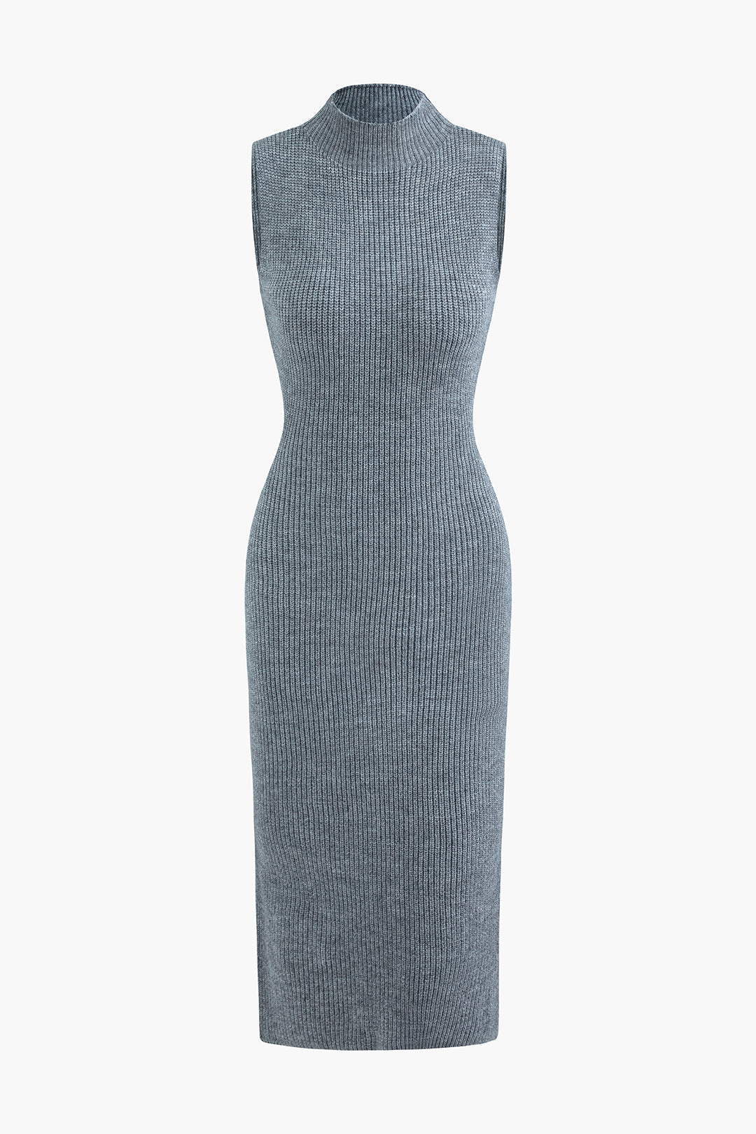 Chic Solid Mock Neck Sleeveless Sweater Dress with Slit - Perfect for Y2K Aesthetic Outfits