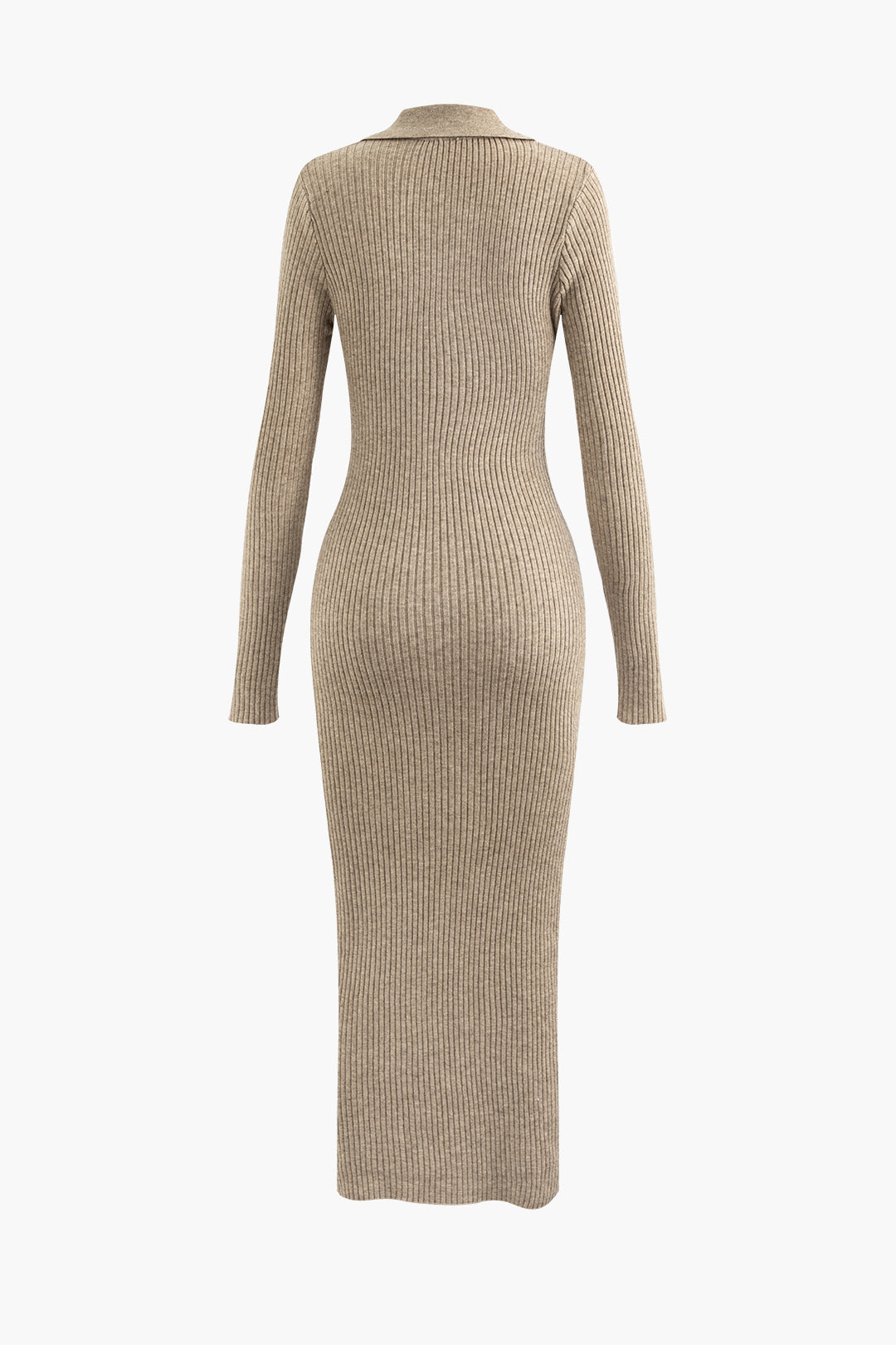 Chic Solid Open Collar Rib Knit Maxi Dress for Effortless Y2K Style and Coquette Aesthetic