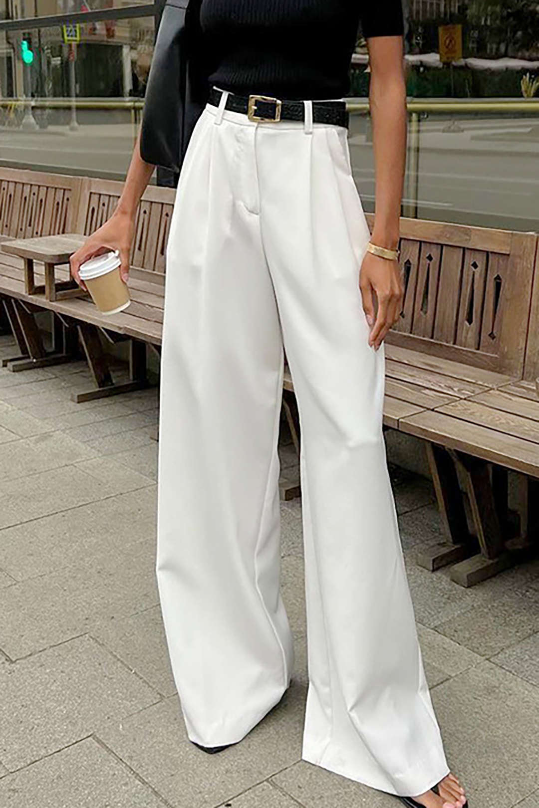 Chic Solid Pleated Wide Leg Pants for Effortless Y2K Style and Aesthetic Outfits