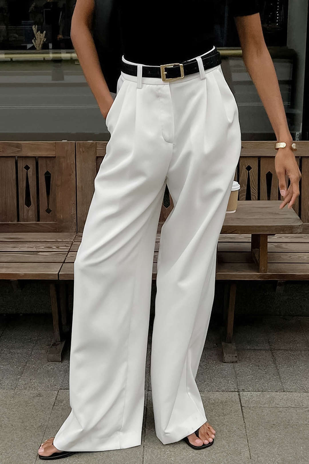 Chic Solid Pleated Wide Leg Pants for Effortless Y2K Style and Aesthetic Outfits