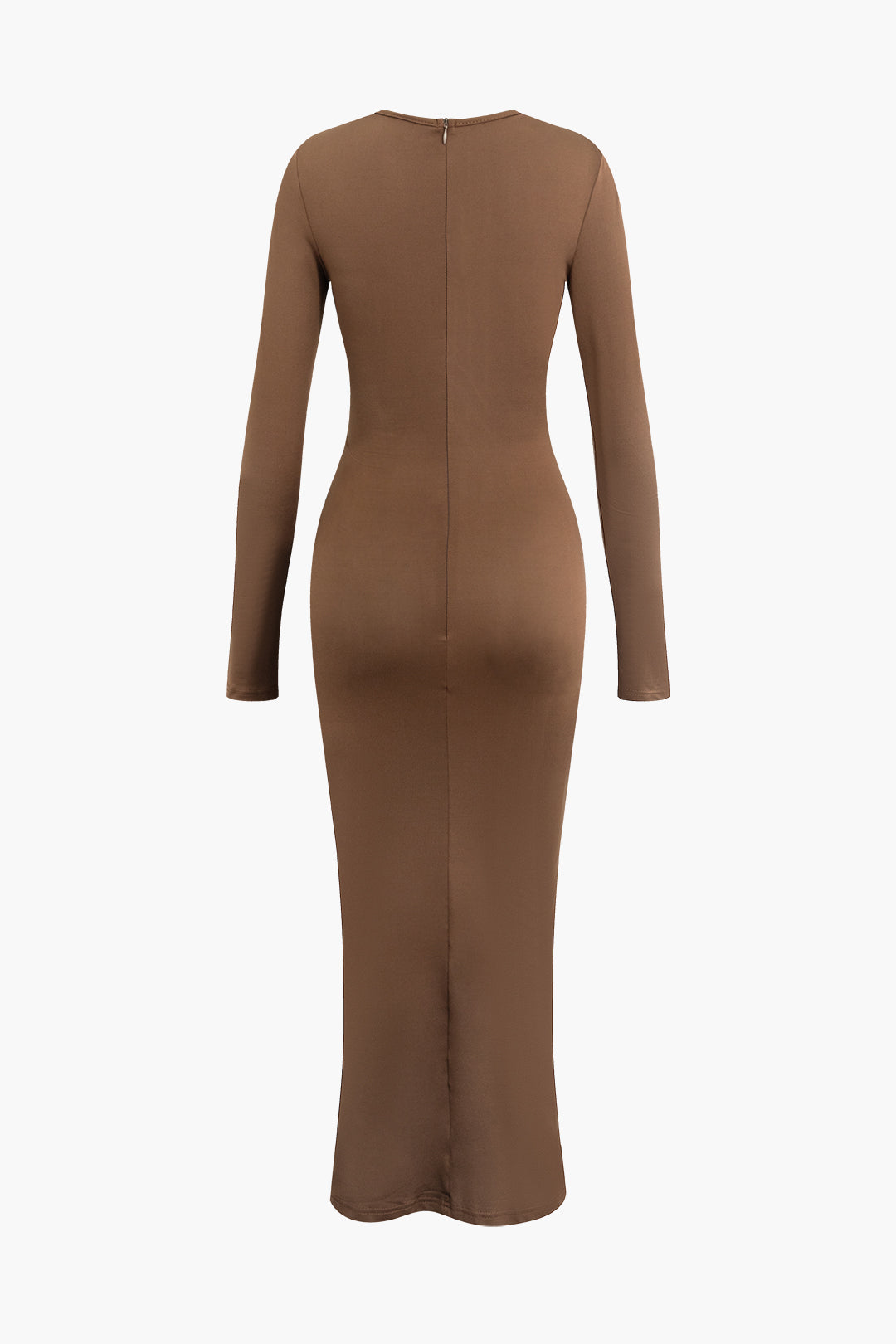 Chic Solid Ruched Long Sleeve Maxi Dress for Effortless Y2K Style and Coquette Aesthetic