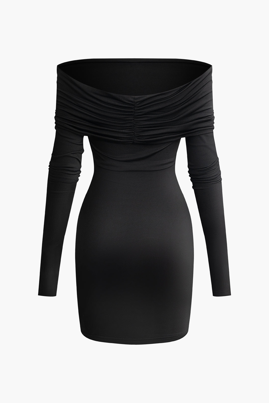 Chic Solid Ruched Off Shoulder Wrap Mini Dress for Y2K Fashion and Coquette Aesthetic