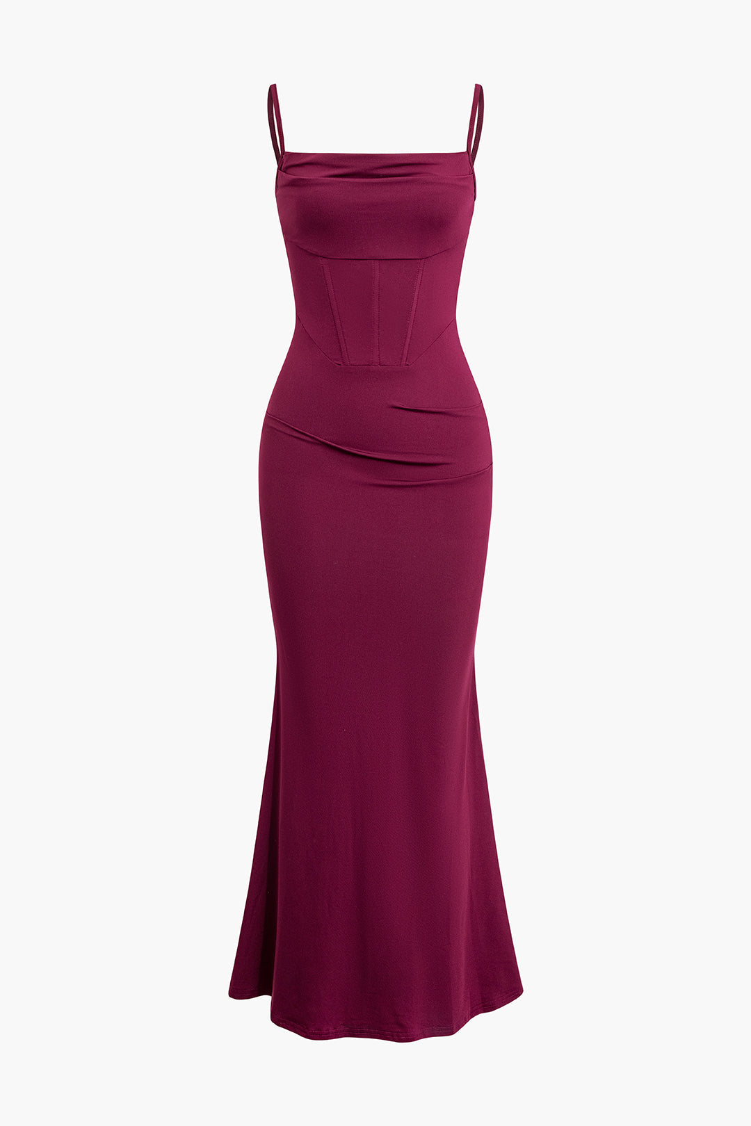 Chic Solid Ruched Slip Mermaid Maxi Dress for Y2K Aesthetic and Coquette Style