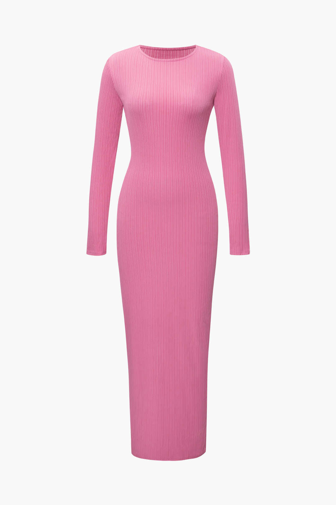 Chic Solid Texture Long Sleeve Maxi Dress for Effortless Y2K Aesthetic Style