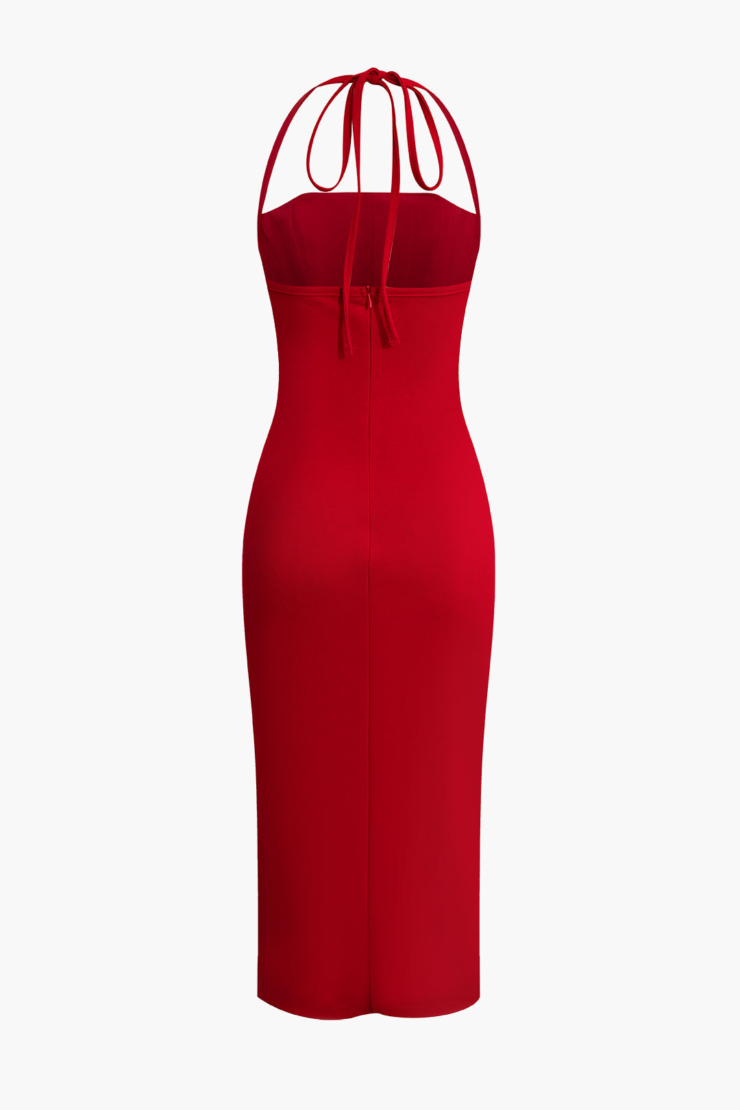 Chic Solid Tie Halter Midi Dress for Effortless Y2K Style and Coquette Aesthetic