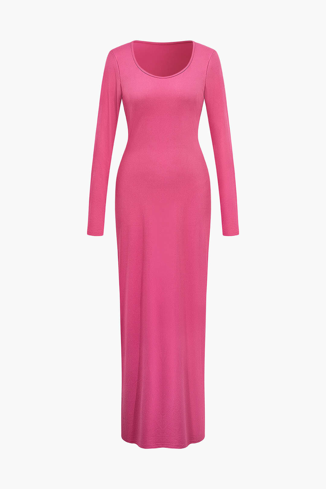 Chic Solid U-Neck Long Sleeve Maxi Dress for Effortless Y2K Style and Aesthetic Vibes