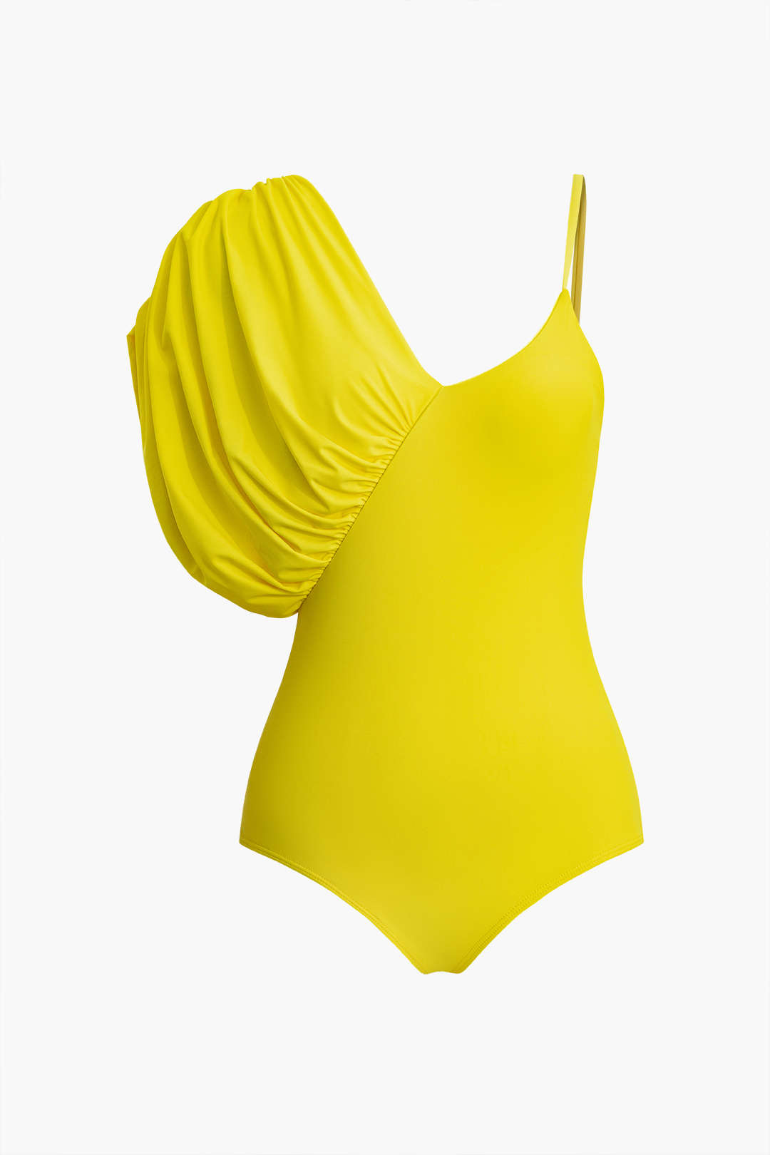 Chic Solid V-Neck Asymmetrical One-Piece Swimsuit for Y2K Fashion Lovers