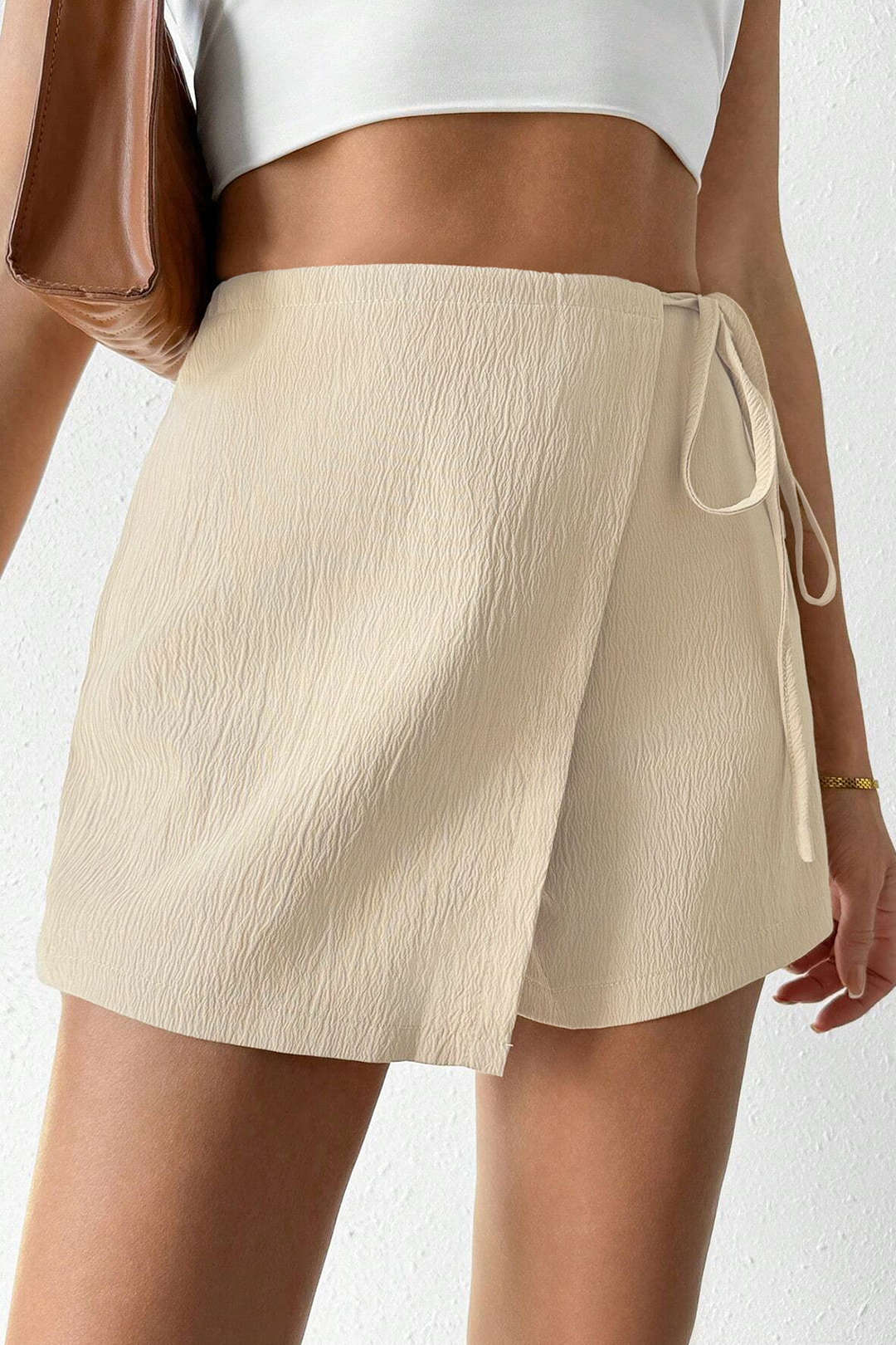 Chic Solid Wrap Tie Side Skort for Y2K Fashion and Coquette Aesthetic Outfits