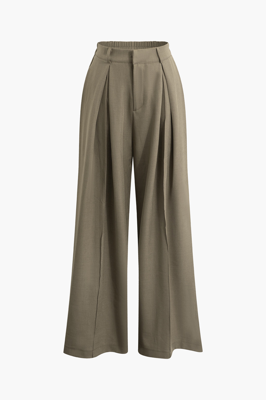 Chic Solid Zip-Up Pleated Wide Leg Pants for Effortless Y2K Aesthetic Style