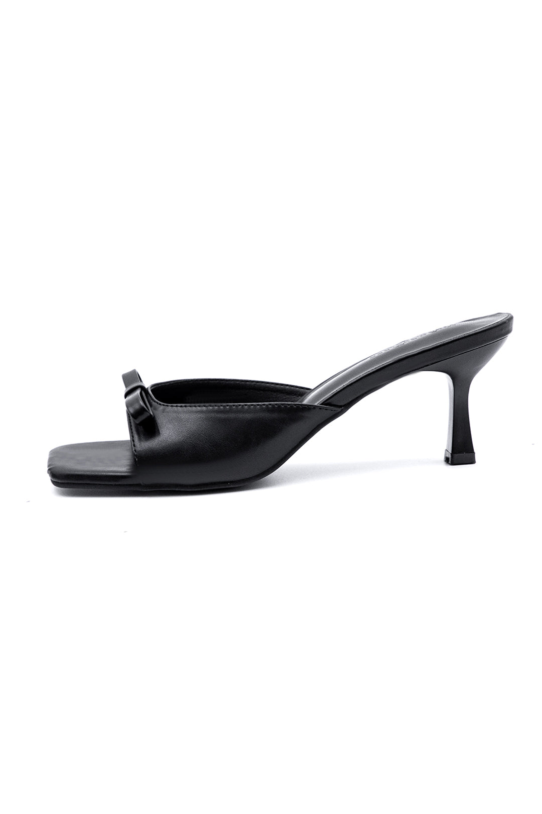 Chic Square Toe Bow Leather Heeled Sandals for Y2K Fashion and Coquette Aesthetic
