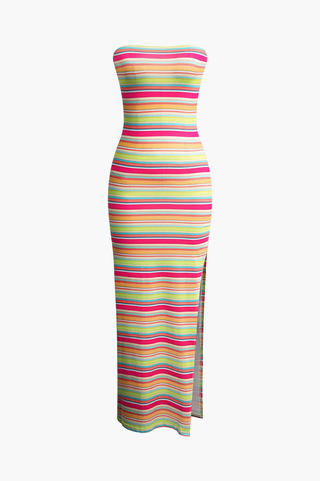 Chic Strapless Knit Maxi Dress with Slit - Perfect for Y2K Fashion and Coquette Aesthetic